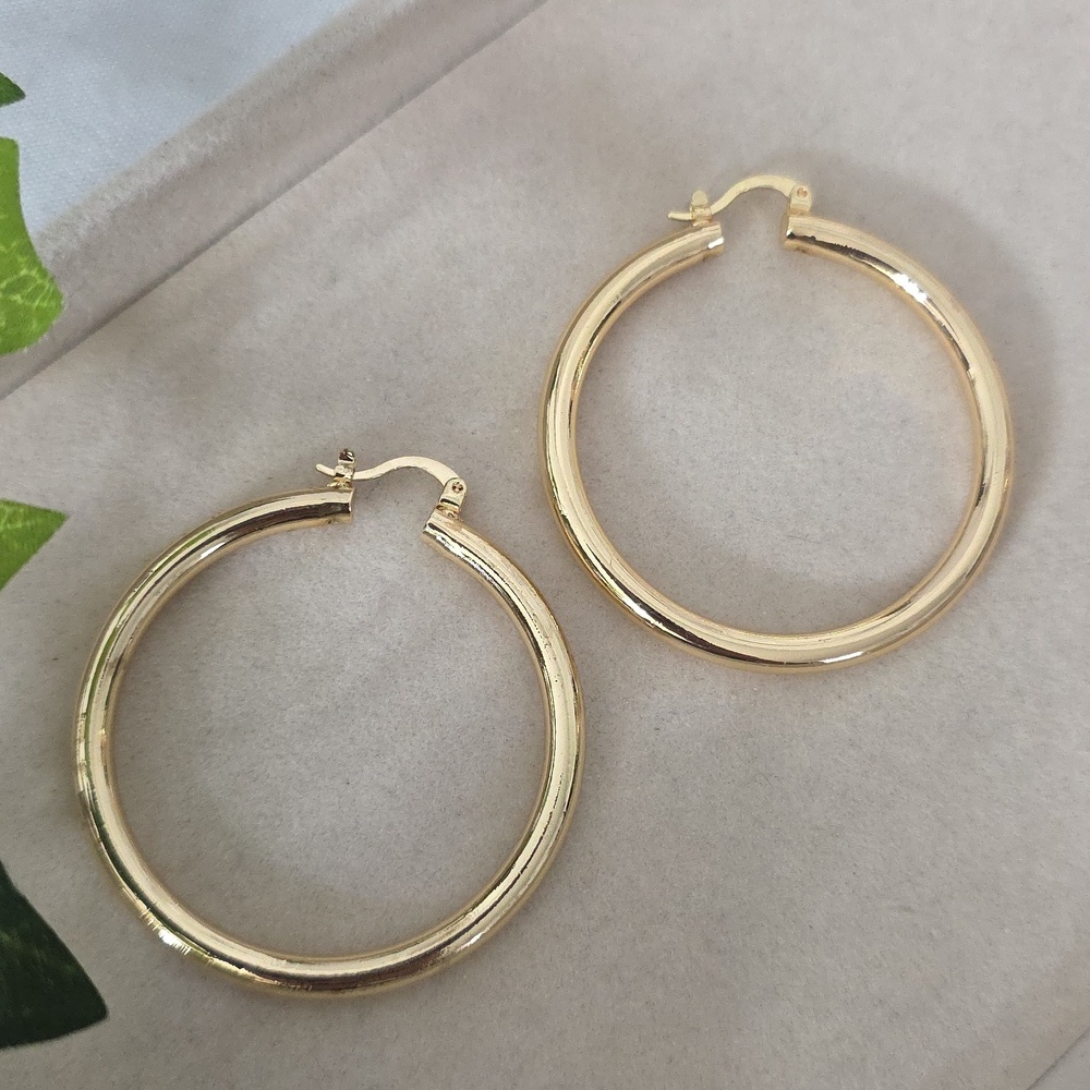 Gold Filled Tube Hoop Earrings 2"